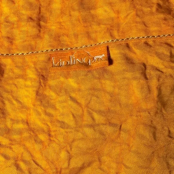 Kipling Orange Nylon Tote Bag With Black Straps & Zip Closure - Picture 8 of 15